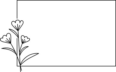 Fototapeta premium Wildflower Square frame line art illustration