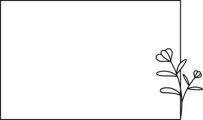 Wildflower Square frame line art illustration