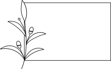 Wildflower Square frame line art illustration