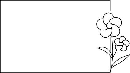 Wildflower Square frame line art illustration