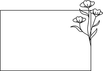 Fototapeta premium Wildflower Square frame line art illustration