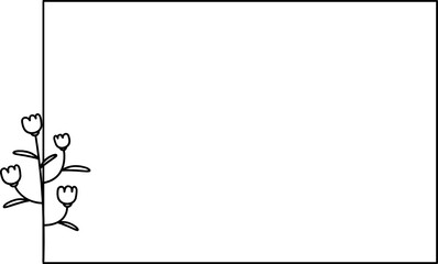 Wildflower Square frame line art illustration