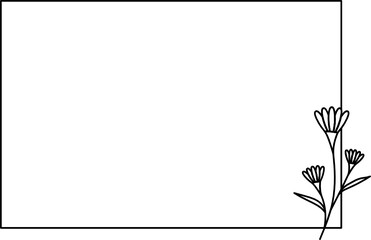 Wildflower Square frame line art illustration