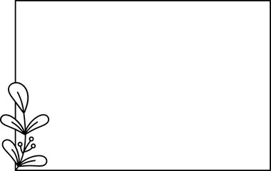 Wildflower Square frame line art illustration