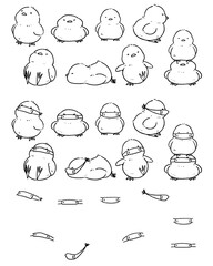 ひよこ01-線画 © OK