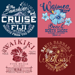 Vector collection of floral prints graphic for summer girl woman beach wear t shirt