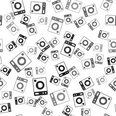Black Washer icon isolated seamless pattern on white background. Washing machine icon. Clothes washer - laundry machine. Home appliance symbol. Vector