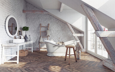 modern loft bathroom interior