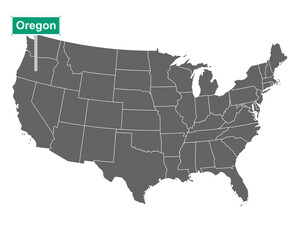 Oregon Ortsschild und Karte der USA