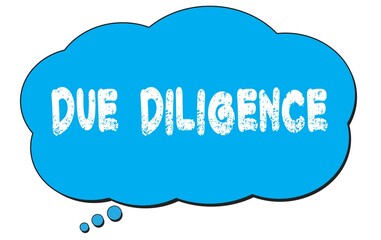 DUE  DILIGENCE text written on a blue thought bubble.