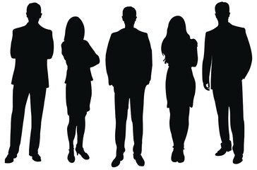 silhouettes of business man and women business illustration