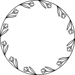 Fototapeta na wymiar Leaf Branch Wedding Wreath Circle Frame