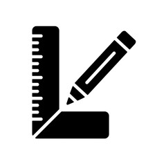 Carpenter square and pencil vector glyph icon