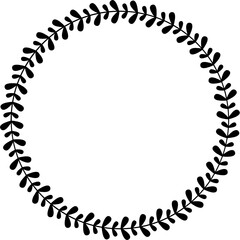 Wildflower Circle frame line art illustration