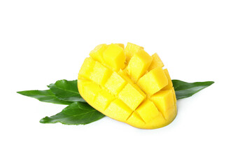 Ripe mango fruit isolated on white background