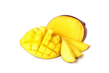 Ripe mango fruit isolated on white background