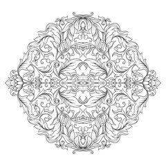 Decorative elements In baroque, rococo, victorian, renaissance style. Trendy frolar vintage pattern. Graphic drawing, engraving style. Vector illustration..