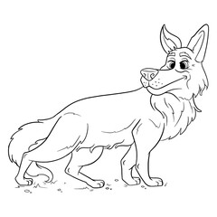 Animal character funny german shepherd in line style coloring book
