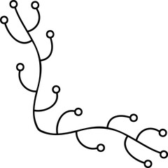 Leaves with Flowers Bouquet Line Art Illustration