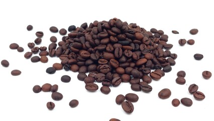 coffee beans on isolated white background