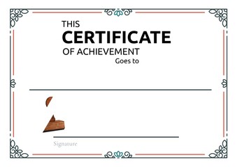 Template of certificate of achievement with decorative frame pattern and copy space