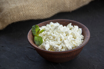 A healthy breakfast of cottage cheese. Creative atmospheric decoration