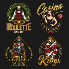 Fototapeta na wymiar Casino colorful vintage badges