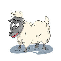 Animal character funny sheep in cartoon style