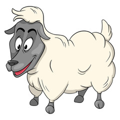 Animal character funny sheep in cartoon style