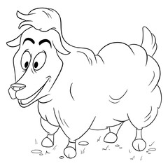 Animal character funny sheep in line style coloring book