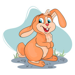 Animal character funny rabbit in cartoon style