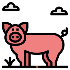 pig line icon