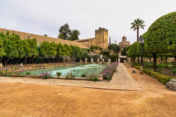 The gardens of Alcazar of the Christian Monarchs in Cordoba, Andalusia, Spain