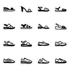 Pack of Shoes and Sandals Glyph Icons 


