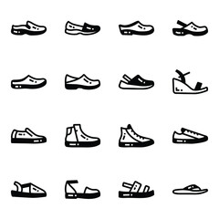 Pack of Sandals Glyph Icons 

