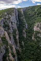Steep rocky cliffs of Lazar's Canyon / Lazarev kanjon, the deepest and longest canyon in eastern Serbia, near the city of Bor