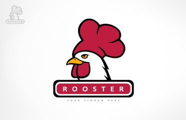 Chicken logo vector. Rooster head. Chef design.