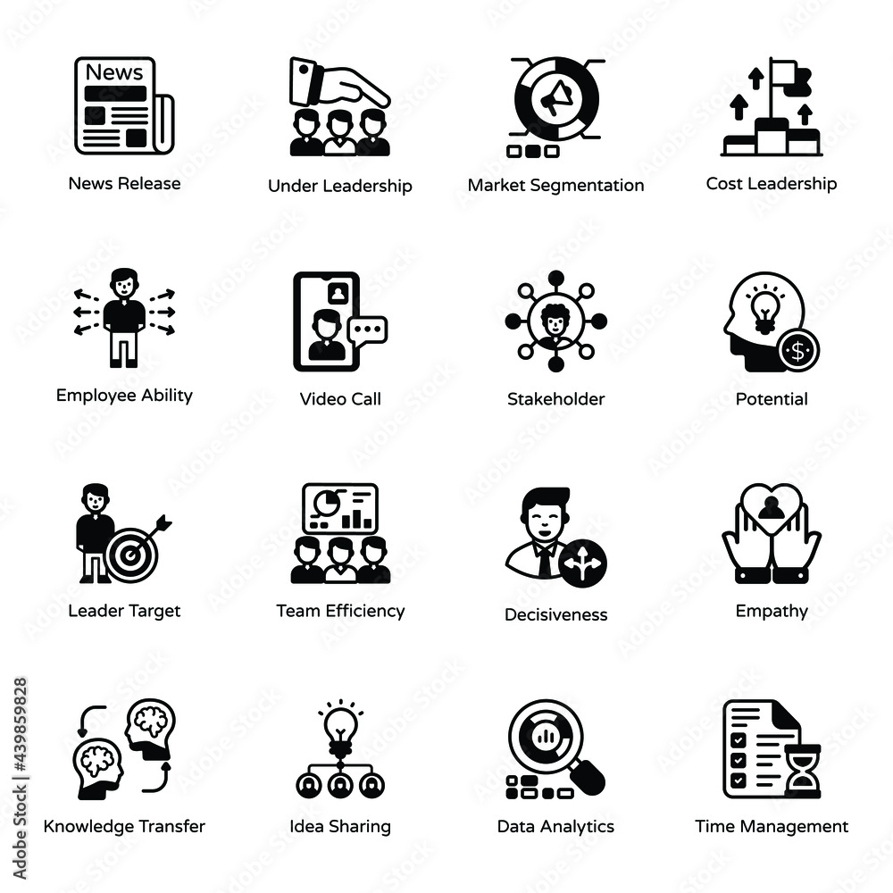 Poster pack of teamwork solid icons