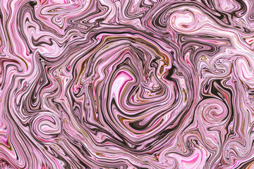 Abstract ink background with mixed pink, white, black and red paints. Conceptual psychedelic fluid with acrylic painting in chaotic mood. marble liquid and ominous or mental health or illness concept