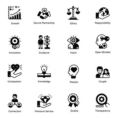 Pack of Core Values Glyph Icons 

