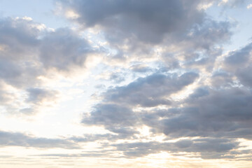 Dynamic clouds abd sky with the sun peeking through