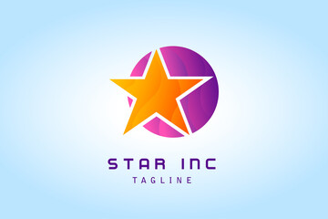 Obraz premium orange star with purple circle gradient logo for company