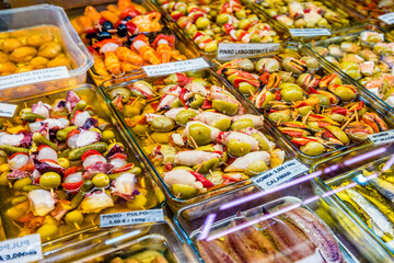 Snacks from olives at The Valencian Mercado Central