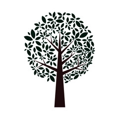 Vector of a green bush tree with decorative leaves