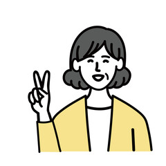 女性　ミドルエイジ 　ベクター ポップ　ピース　2
