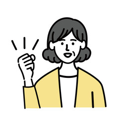 女性　ミドルエイジ 　ベクター　ポップ　ガッツポーズ
