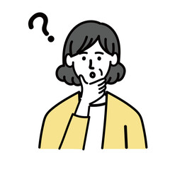 女性　ミドルエイジ 　ベクター　ポップ　考えている　はてな
