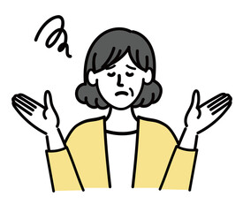 女性　ミドルエイジ 　ベクター　ポップ　困っている
