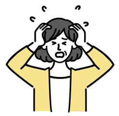 女性　ミドルエイジ 　ベクター　ポップ　焦っている
