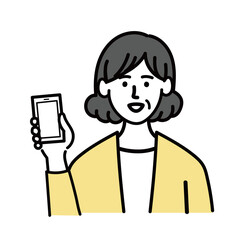 女性　ミドルエイジ 　ベクター　ポップ　携帯電話　スマホ
